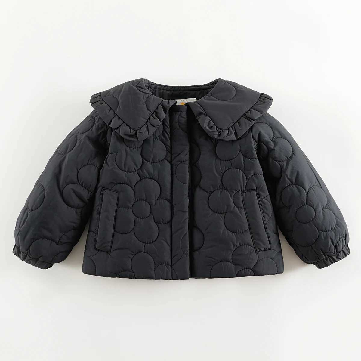 MARC JANIE Girls Peter Pan Collar Quilted Padded Jacket Long Sleeve Ultralight Coat Kids Lace Tunic Tops 241198 Y251023