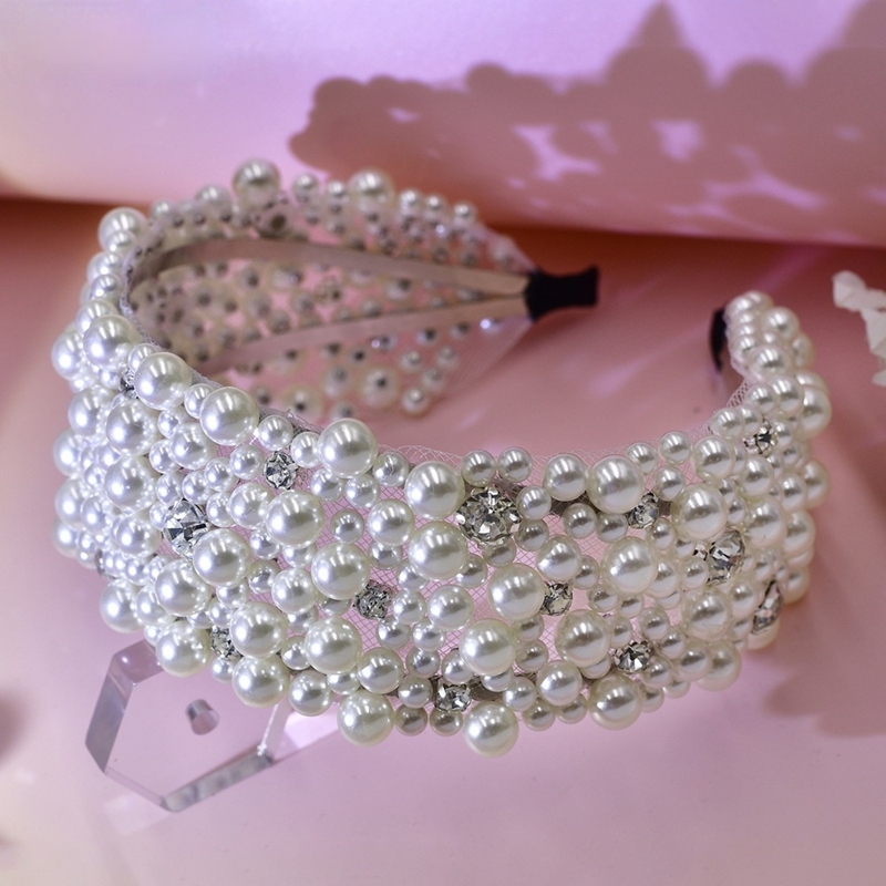 Hairpins designer HairJewelry Faux Pearl Handmade Woven Headpiece Accessories for Wedding Hairstyles: Pearl Wide Hair Accessory Crystal Headband Hair 