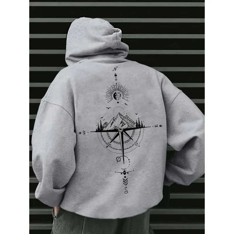 2025 New Year Mens Loose Fit Hooded Pullover Sweatshirt Hot in Crossborder TradeT251023