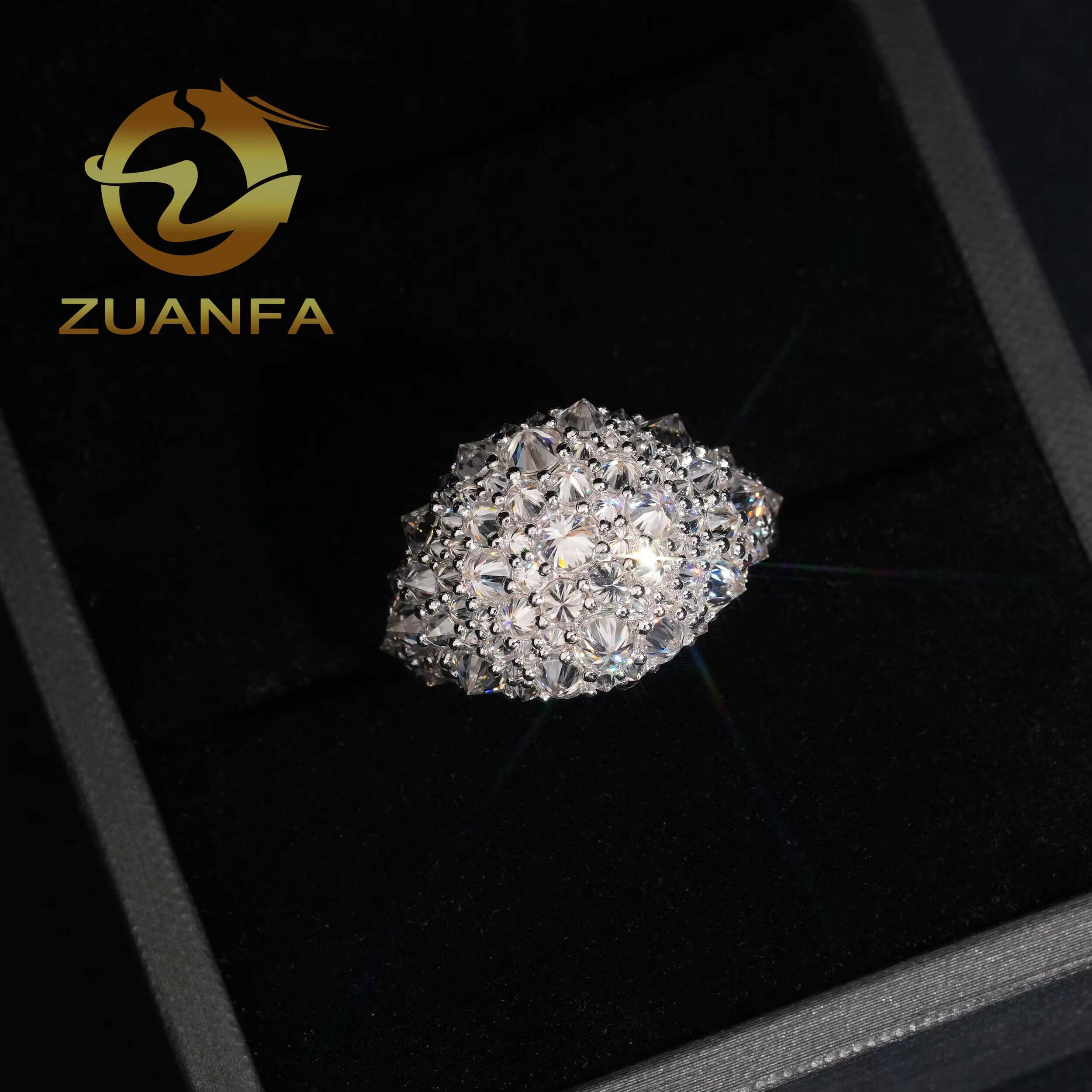 Custom Men Diamond Ring Iced Out Jewelry Moissanite Hip Hop Ring 925 Sterling Silver Reverse Setting Men Moissanite Ring