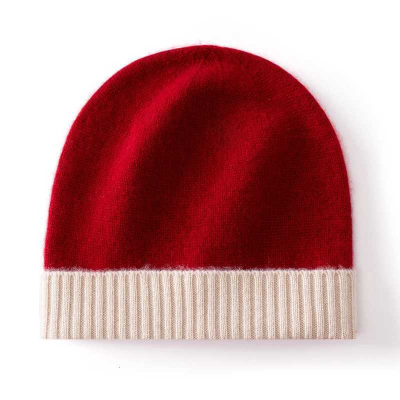 Color Block 100 Cashmere Hat Thickened Autumn Winter New Highend Knitted Hat Warm Unisex Outdoor Sports HatXJ251023