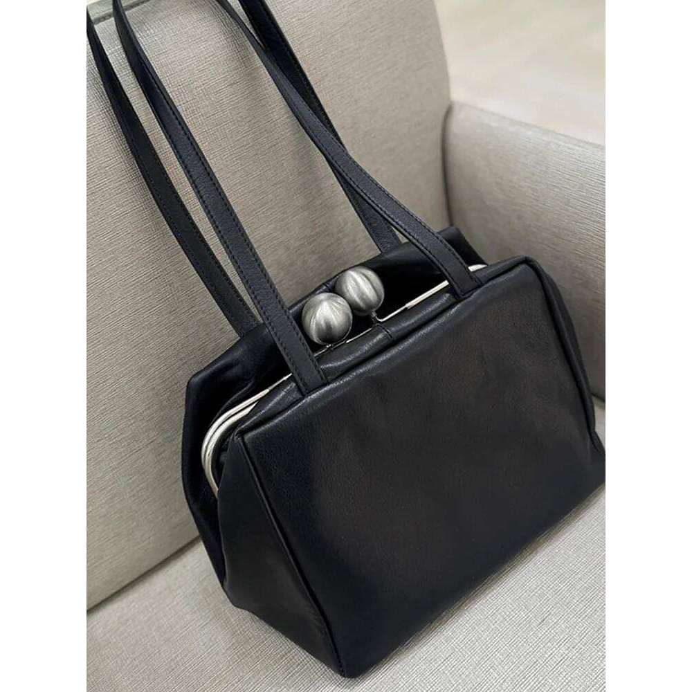 Leather Clip Women's Commuter oulder Boston Bowling Bag Soft Briti Sle Casual Pure Color Spring 2025 New