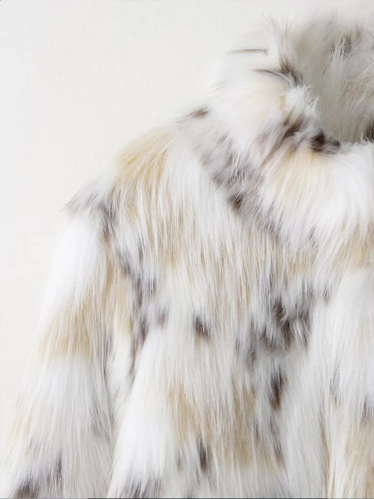 European style womens fashion versatile temperament simple artificial fur effect zipper long sleeve jacket 251022