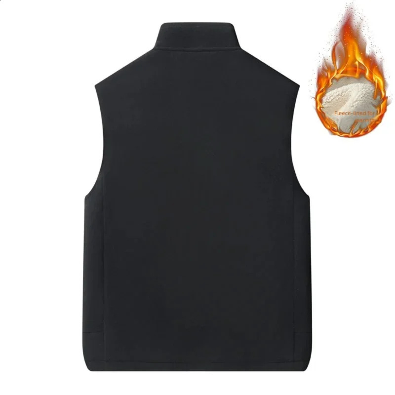 Fleece vest for men and women in spring thickened warm standup collar loose large sized jacket with fleece 251023