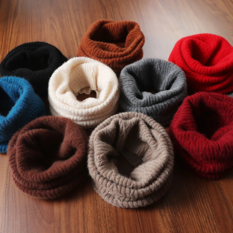 Women 100Wool Ring Scarf Turtleneck False Collar One Loop Neckerchief Knitted Elastic Warm Soft Pattern Fashion Woolen Scarves 251020