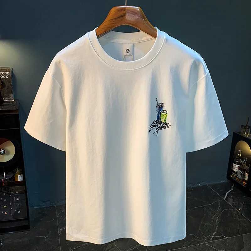 Summer printed Tshirt for men in 2025 thin trendy loose plus size versatile round neck short sleeved topXJ251023