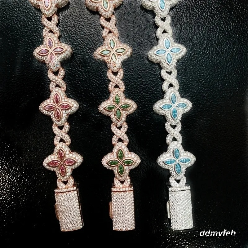 Best Selling Hip Hop Rapper Clover Bracelets Sterling Sier VVS Moissanite Infinity Cuban Link Bracelet Fine Jewelry Ddmyfeb