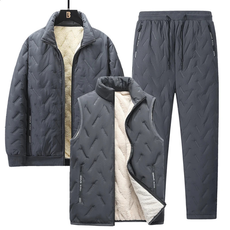23 Piece Set Men Tracksuit for Winter Fleece Lined Keep Warm Windproof Sports Outfits Clothing Thicken Sweatsuits Daily 251023