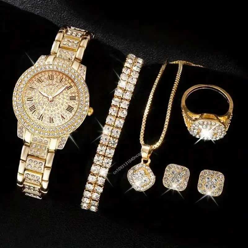 Casual Ladies Quartz Wrist Watch Bracelet Set 6PCS Set Women Watch Clock Roman Dial Luxury Brand Design Women Montre Femme RelojL251023