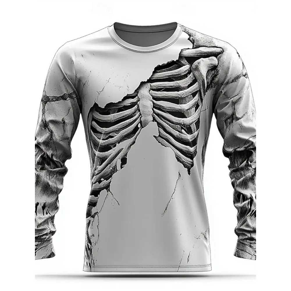 Cool Skulls Horror Mummy 3D Print T Shirt Tee Street Casual Halloween Long Sleeve Crew Neck Shirt Fall Mens Clothing TShirtsXJ251023