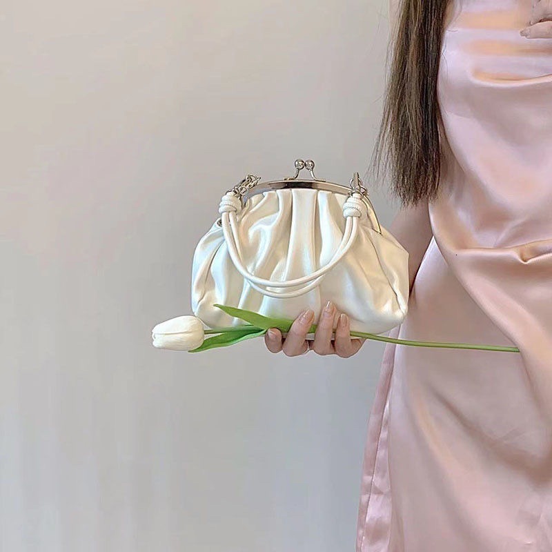 Luxury Brand Designer Bag Girl Cute Pleated Clip Bag Niche High-End Chain Bag 2024 New Summer Handbag Crossbody Dumpling Bag