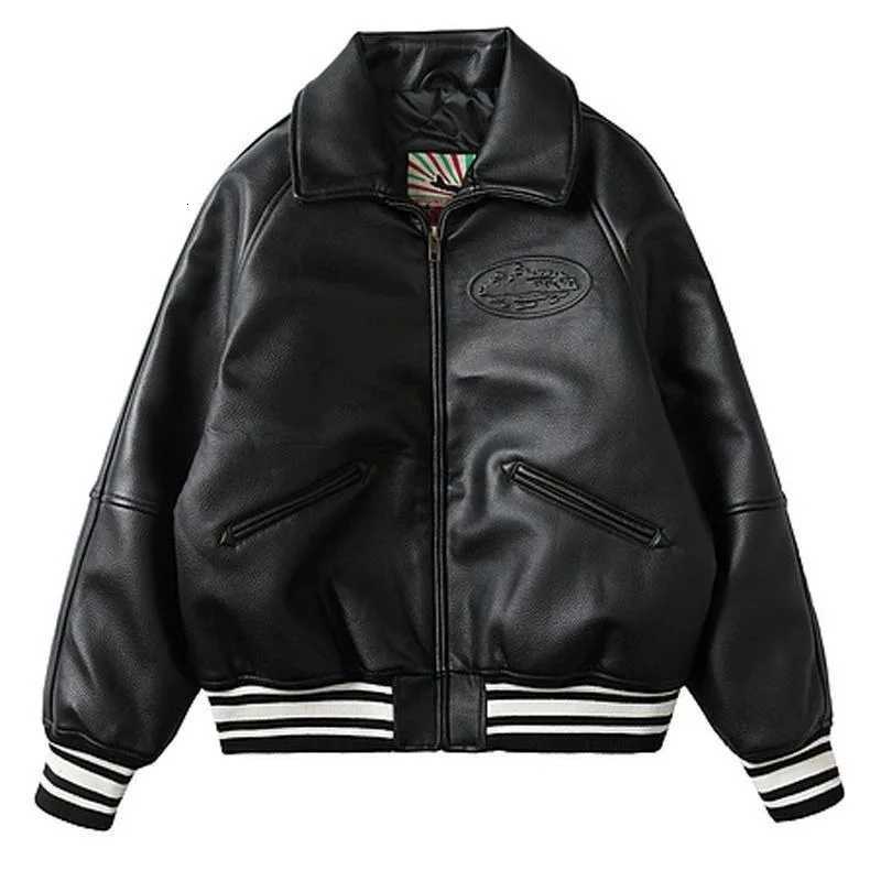 American New Fashion PU Leather Tide Brand Baseball Uniform Y2K Vintage Hip Hop Casual Loose Handsome Coat Men And Women W251023