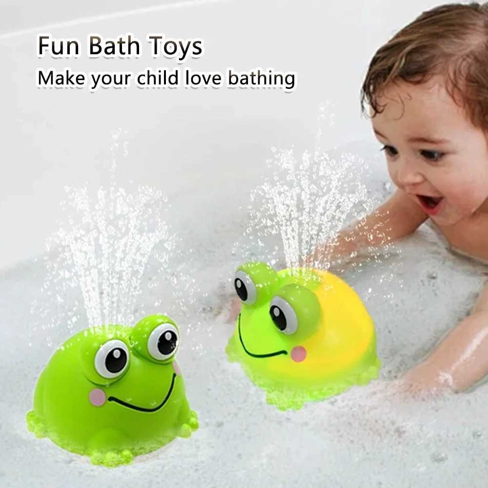 AutoSensing Spray Frog Bath Toy with LED Light Button BatteryUSB Rechargeable Baby Shower Water Play Toy for Kids Gifts J251023