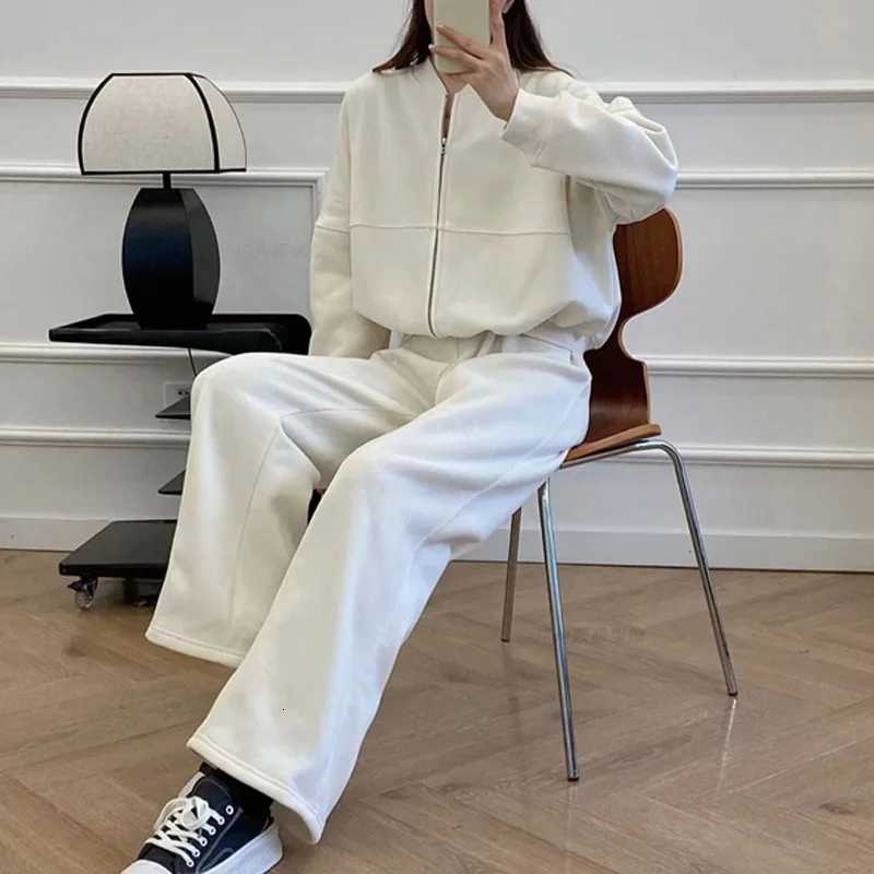 Autumn New Crossborder European and American Velvet Solid Color Zipper Cardigan Sweater Womens Trend Fashion Casual TrousersT251022