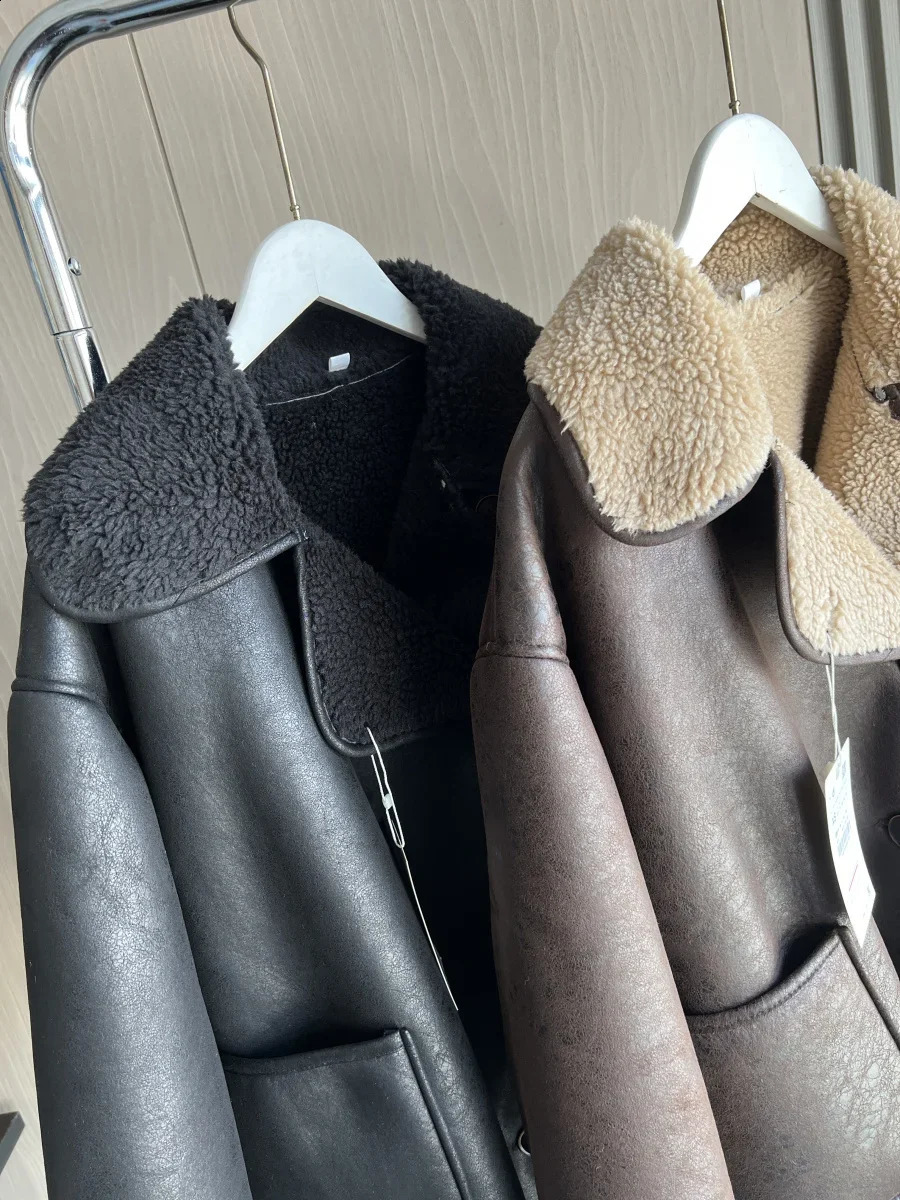 2025 autumn European and American style womens fashionable casual temperament lapel button doublesided jacket 251018