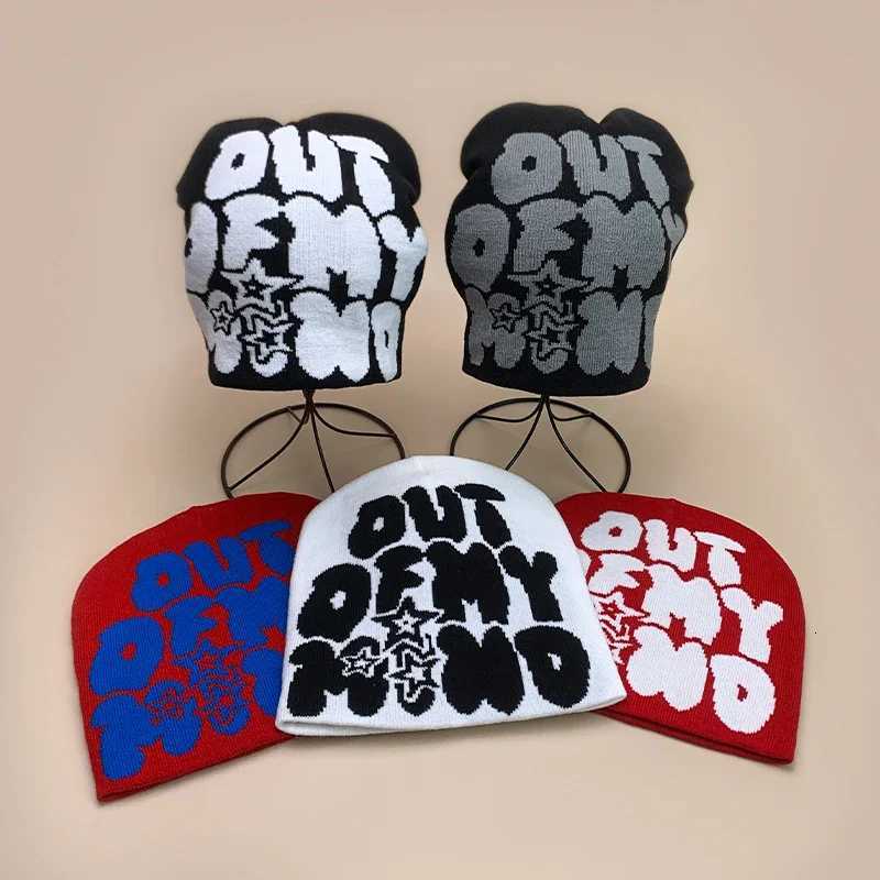American Street Letter Jacquard Knitted Hats Autumn and Winter New Personal Warm Color Block Versatile Hip Hop Fashion BeaniesXJ251023