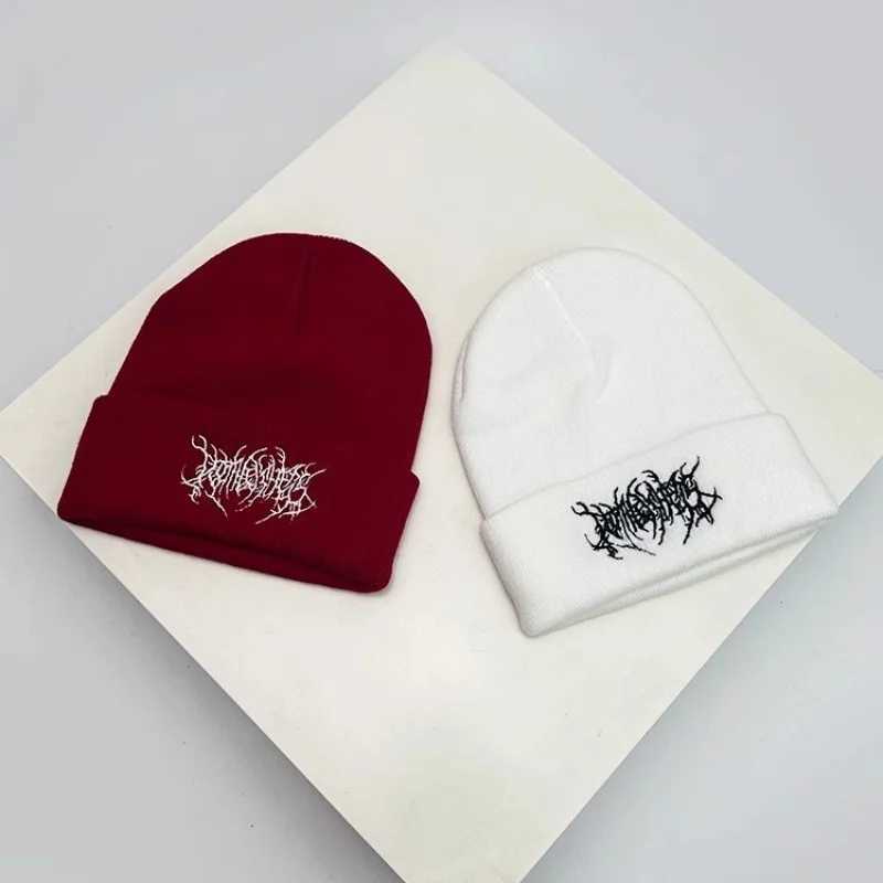 Warm Women Men Winter Beanies Hats Gothic Street Punk Knitted Bonnet Caps 100 acrylic Fashion Keep Warm Skullies Beanies HatsXJ251023