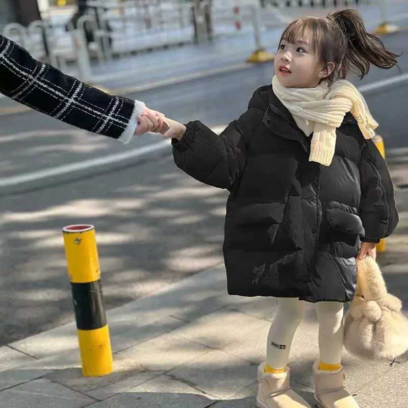 Winter New Teen Girls Jacket long Solid Color Thick Windproof Hooded Outerwear For 312Y Girls Warm Down Cotton Parka Snowsuit Y251023