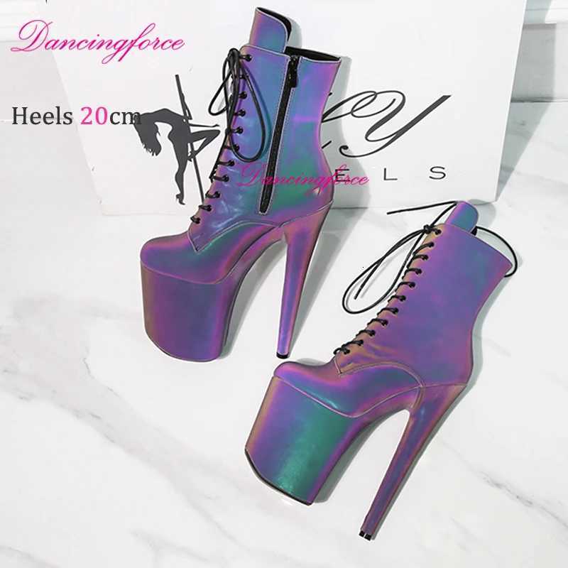 20CM8Inch Luminous PU Exotic Pole Dancing Boots Night light Holographic Reflective Stripper Platform Party High Heels Shoes W251024