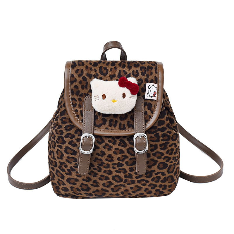 Autumn and winter hot selling new item super popular women's leopard print backpack retro suede mini designer backpack