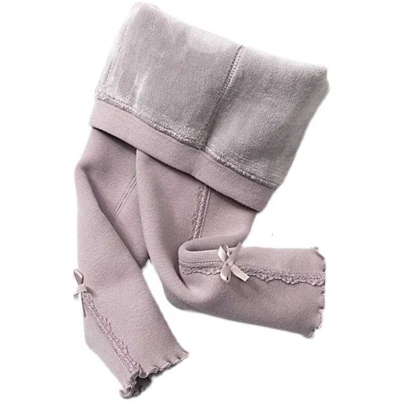 Girls Warm Leggings 2025 Winter New Fashion Casual Daily Thicken FleeceLined Solid Color Bowknot Pants Lining Color RandomT251024