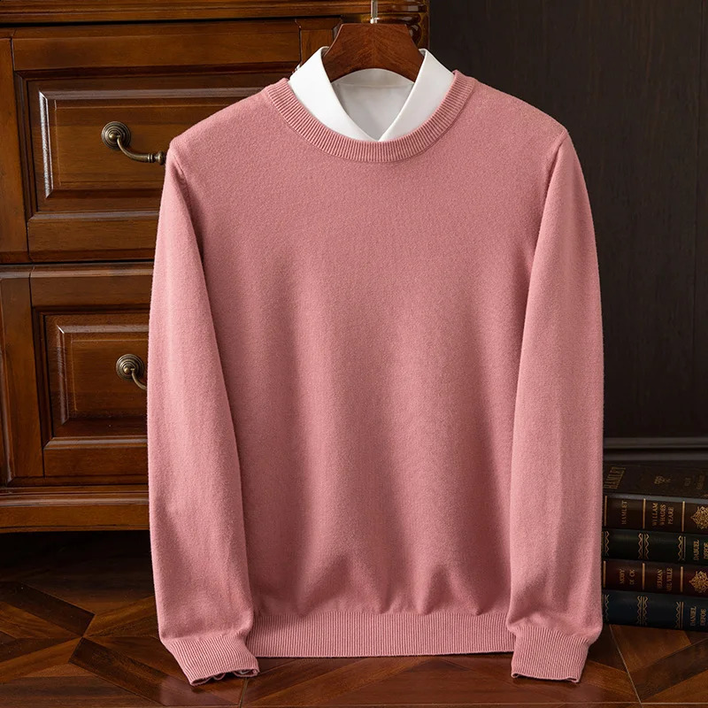 Autumn Winter Mens ONeck Merino Wool Sweater Versatile Basic Cashmere Pullover Casual Business Knitwear 251018