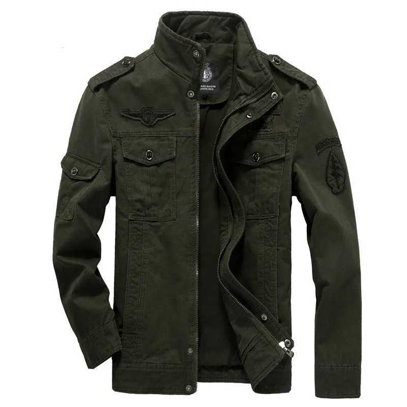Highquality mens military jacket 2023 new multipocket collar embroidered sleeve pilot tooling plus size cotton jacket men Z251024