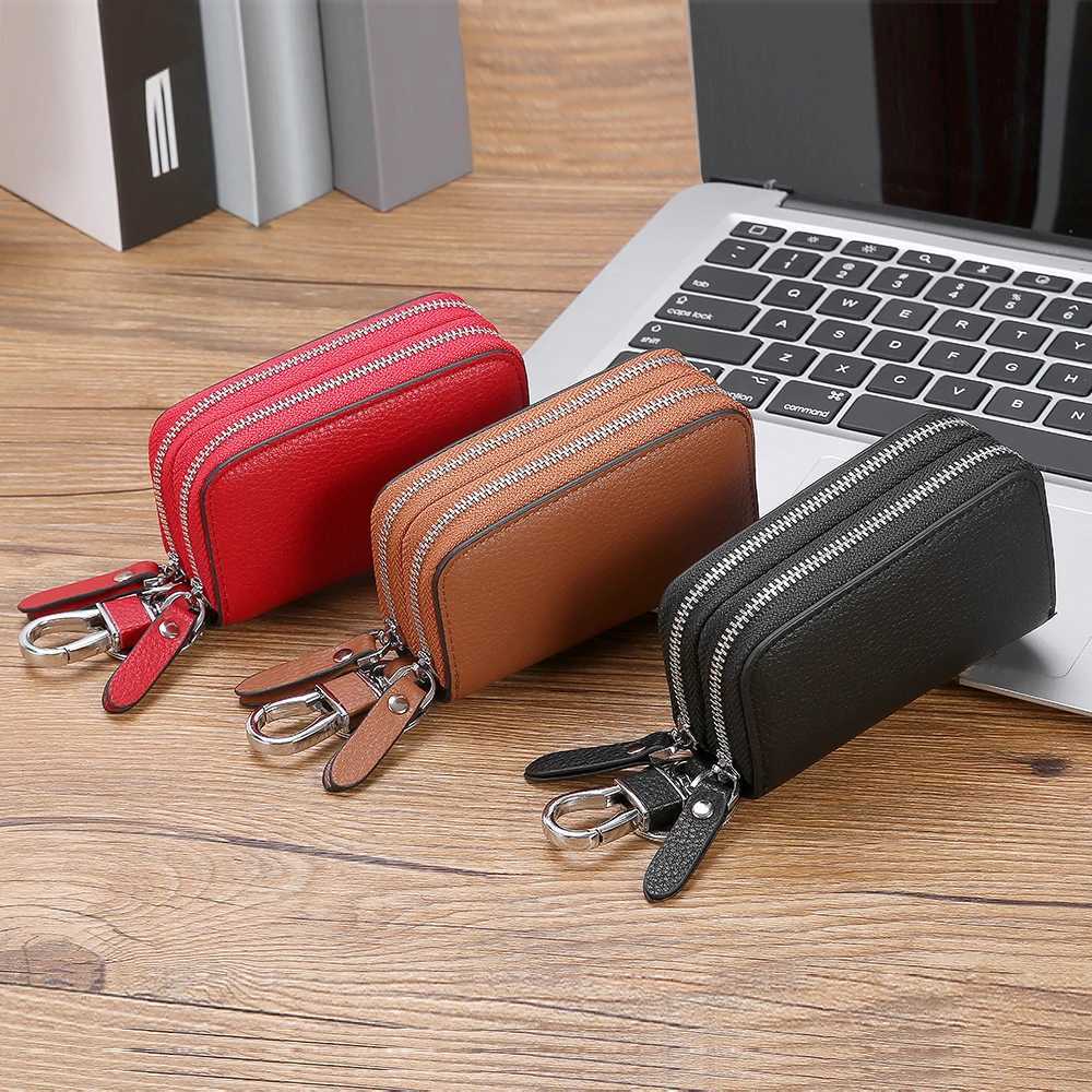 Split Leather Key Wallets Unisex Key Bag Men Car Key Holders Double Zipper Keychain Case Women Smart Housekeeper Z251023