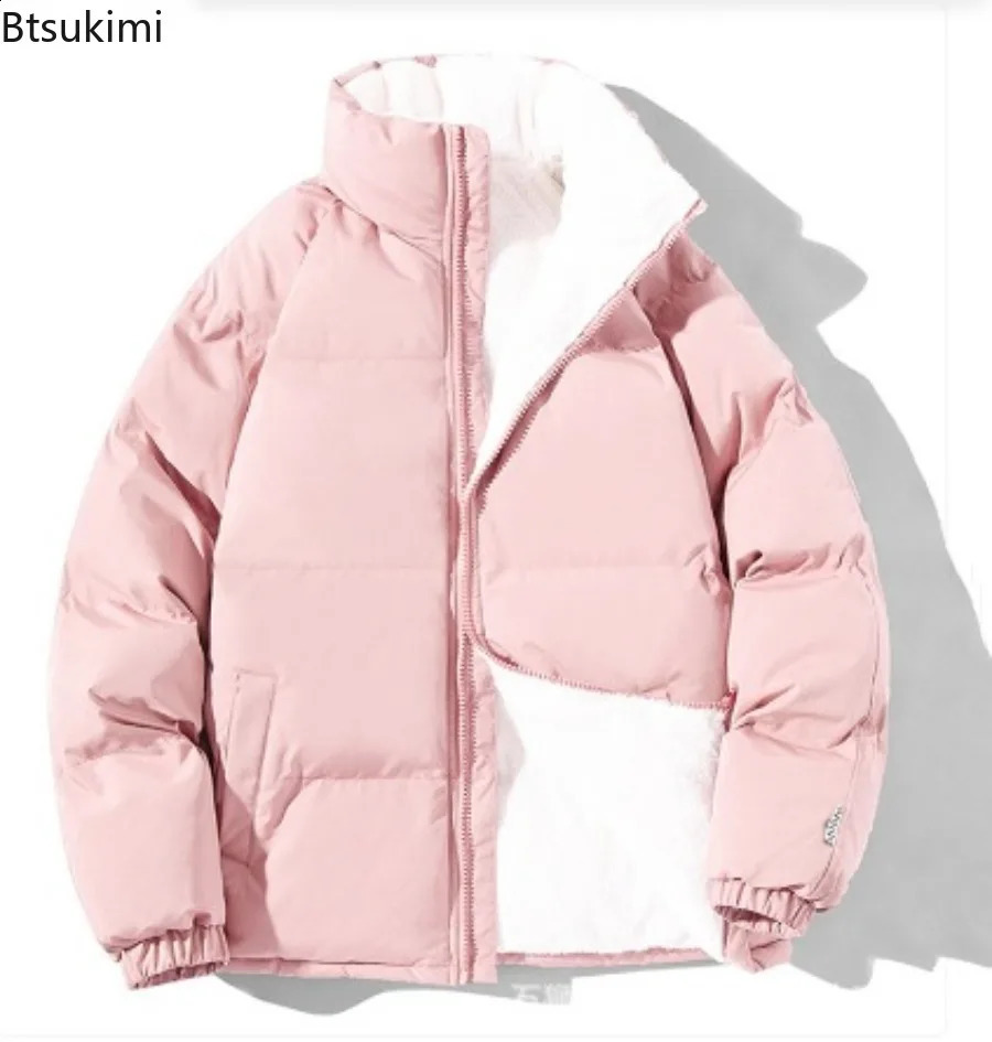 Winter Jackets Mens Casual Solid Loose Thicken Warm Parkas Coats Fashion Stand Collar Down Cotton Jackets Couple Outerwear 251020