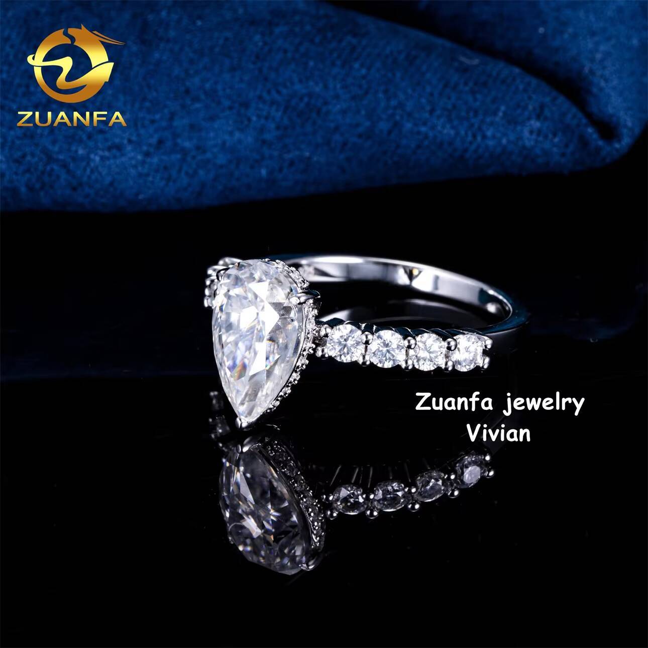 Fashion Sterling Silver 925 GRA Certificetation Iced Out VVS Moissanite Diamond Fine Jewelry Women Wedding Rings