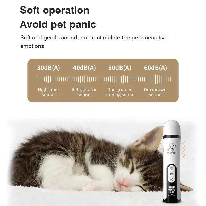 Electric Pet Nail Grinder With LED Light Cat Dogs Nail Clippers USB Rechargeable Paws Nail Cutter Pet Grooming Trimmer Supplies Z20251024
