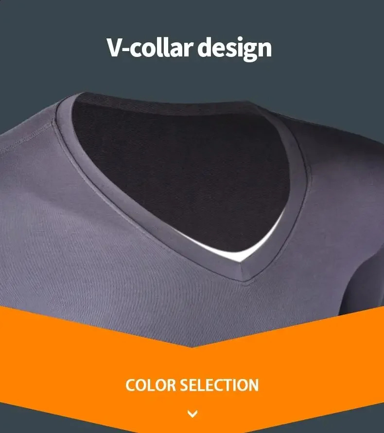 5PCS Mens thin modal longsleeved shirt basic low neck Vneck slimming singlepiece base layer thermal underwear top 251018