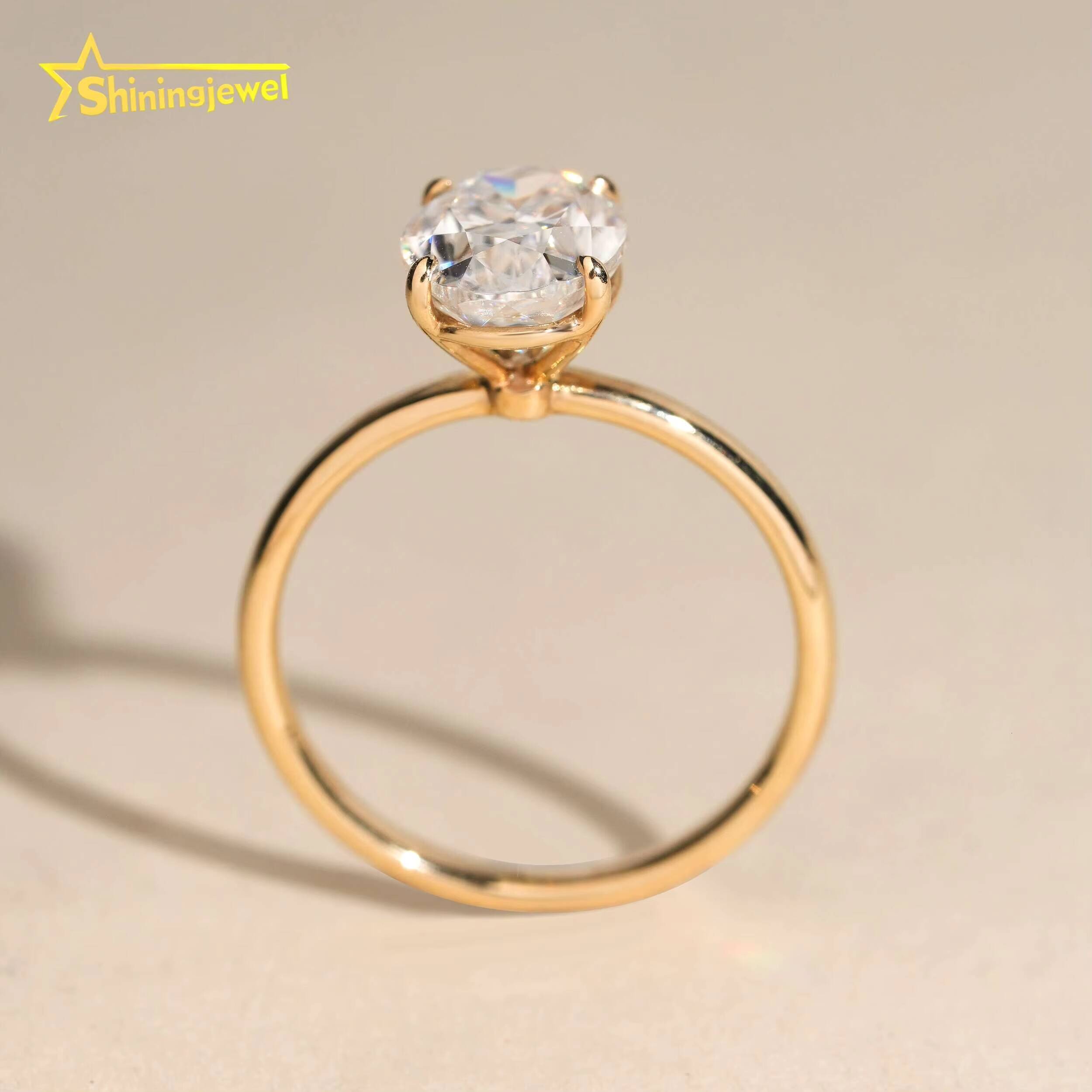 14k Solid Gold Solitaire Engagement Wedding Pass Diamond Test Moissanite Lab Diamonds Wedding Ring for Women