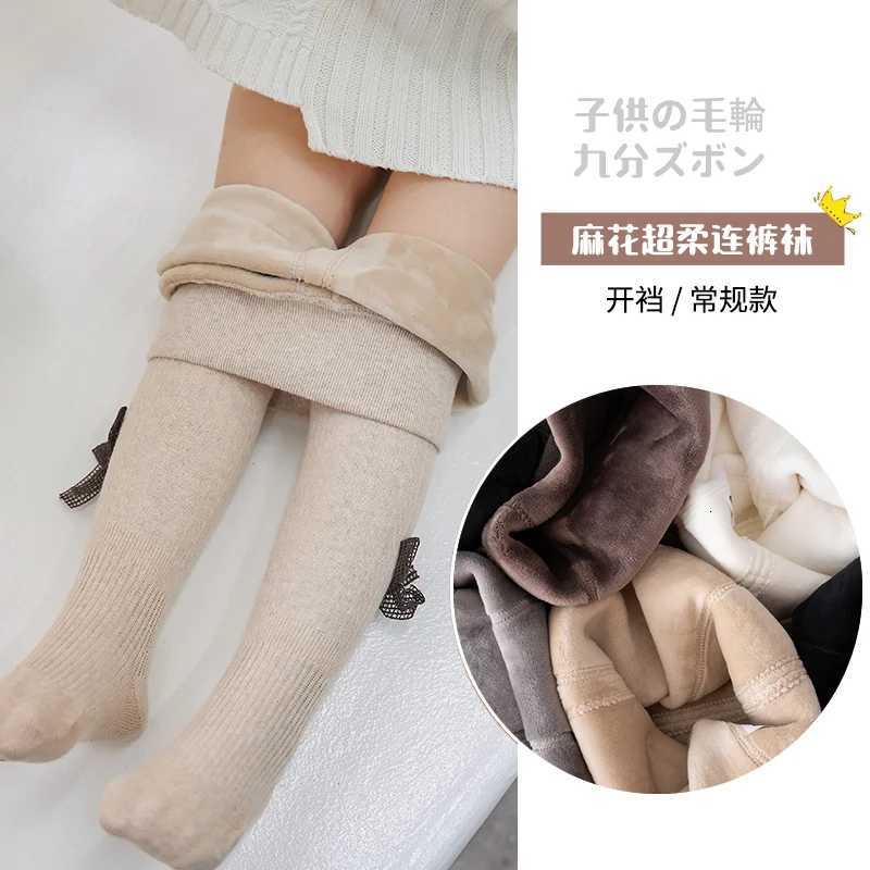 infant baby kids Polar Fleece Lining pantyhose winter plus velvet thick cotton bow child keep warm Twist toddler girls leggingsT251024