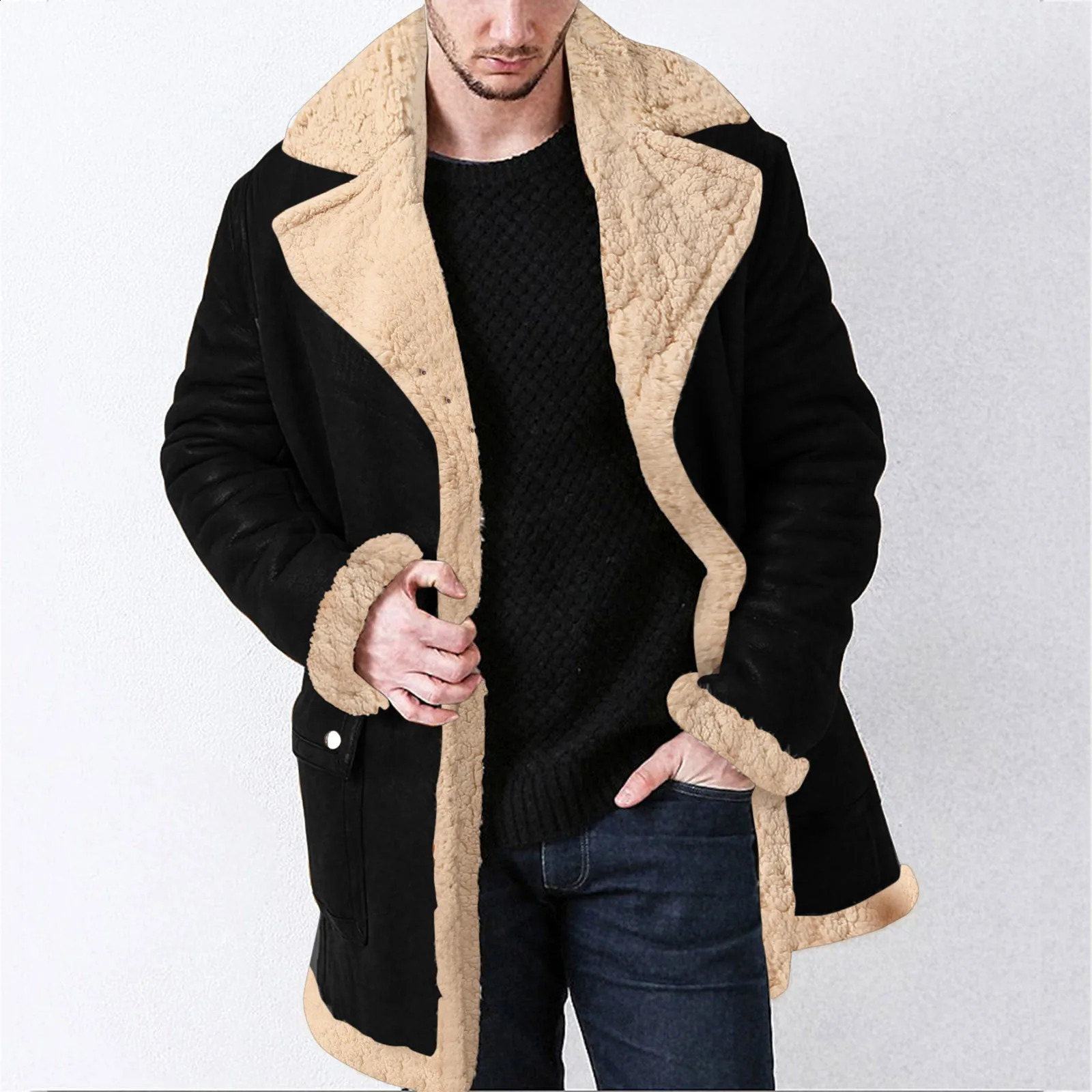 Winter Proof Men Plus Size Winter Zipper Lapel Long Sleeve Padded Leather Jacket Vintage Mens Faux Leather Hooded Coat 251023