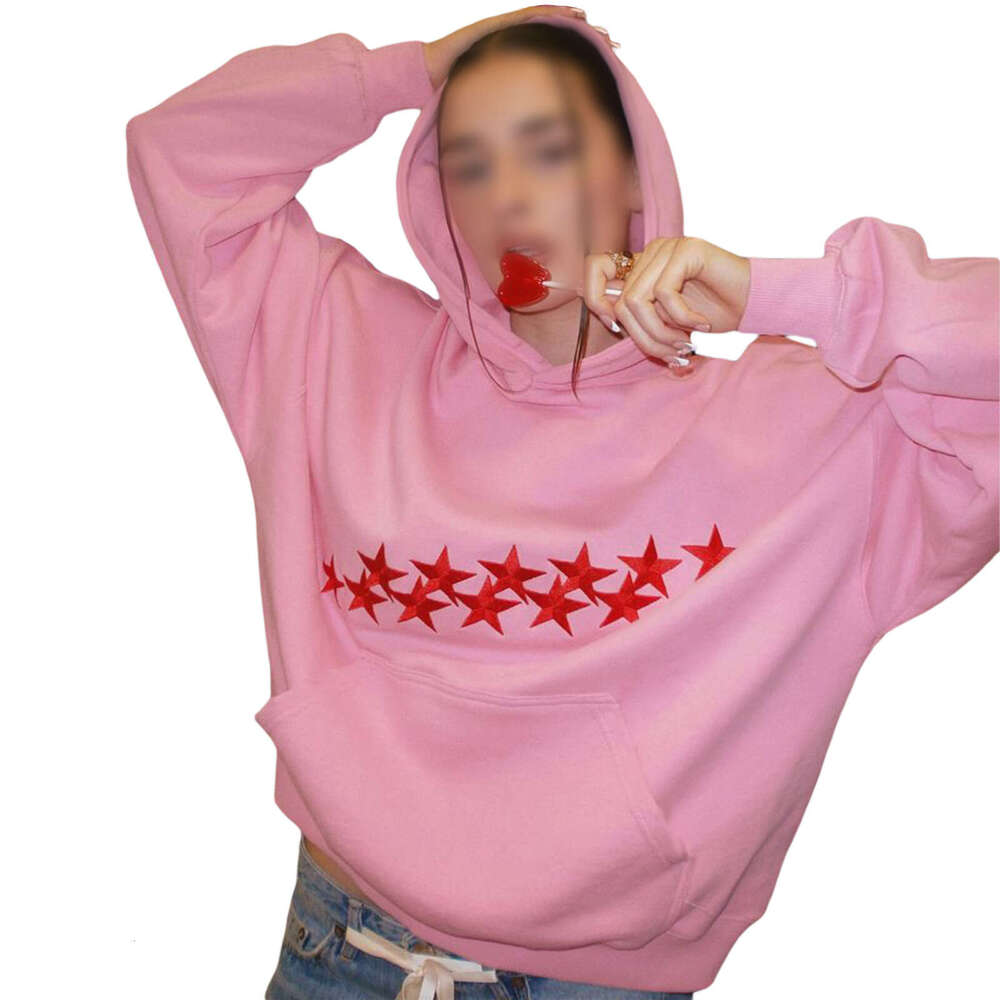 Y2K Spring New Star Letter Embroidery Street Trend Hoodie Loose Unisex Pullover Sweatshirt