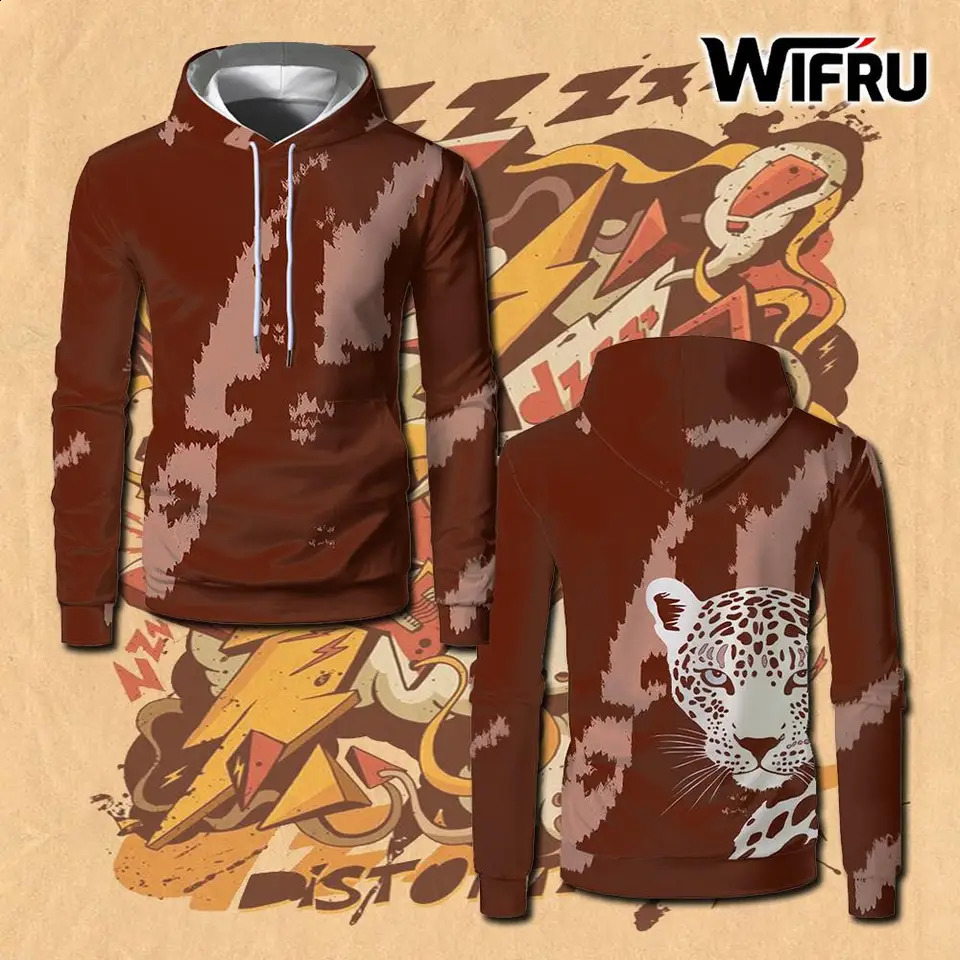 Street Y2K Trend Punk Hoodies Men And Women Fashion Urban Casual Longsleeved Sweatshirt Leopard Pattern Personality Autumn Tops 251018