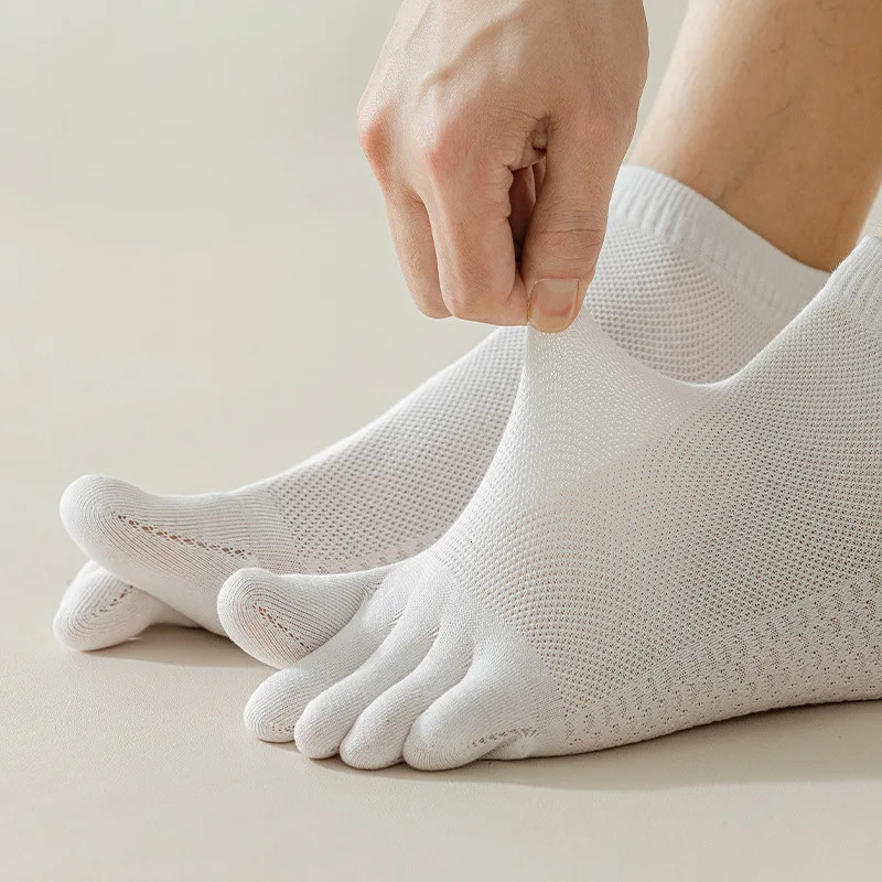 5 Pairs Summer Mens Socks Soft Meshe Breathable Cotton Sweat Absorbent Five Finger Socks Outdoor Sports Split Toe Socks 251023