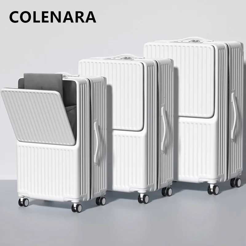 COLENARA 24262830 Inch Large Capacity Luggage New Front Opening Laptop Bag Trolley Style Travel Bag PC Rolling SuitcaseW251024
