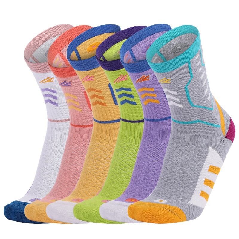 5 Pairs Minjun Adult Elite Basketball Socks Sweat-Absorbent Breathable Sports Socks Women Thickened Towel Bottom Socks