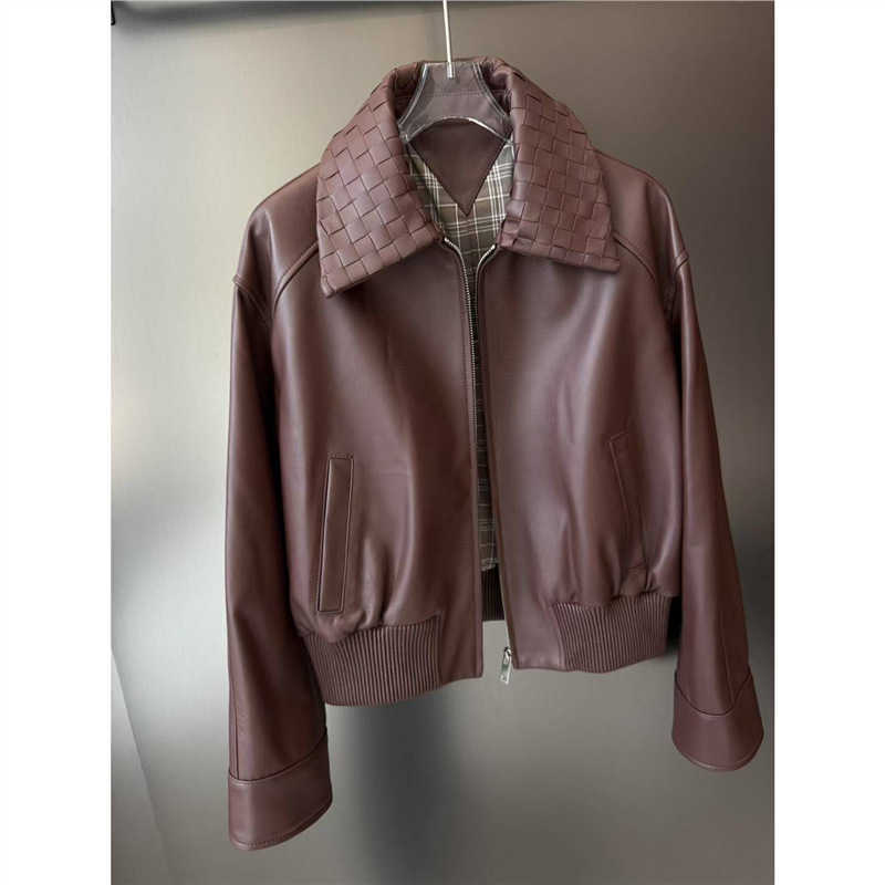 Men's Leather & Faux Leather Designer New Spring Genuine Leather Jacket for Women Short Motorcycle Sheepskin Coat Sheepskin Woven Baseball Jacket 71ZH