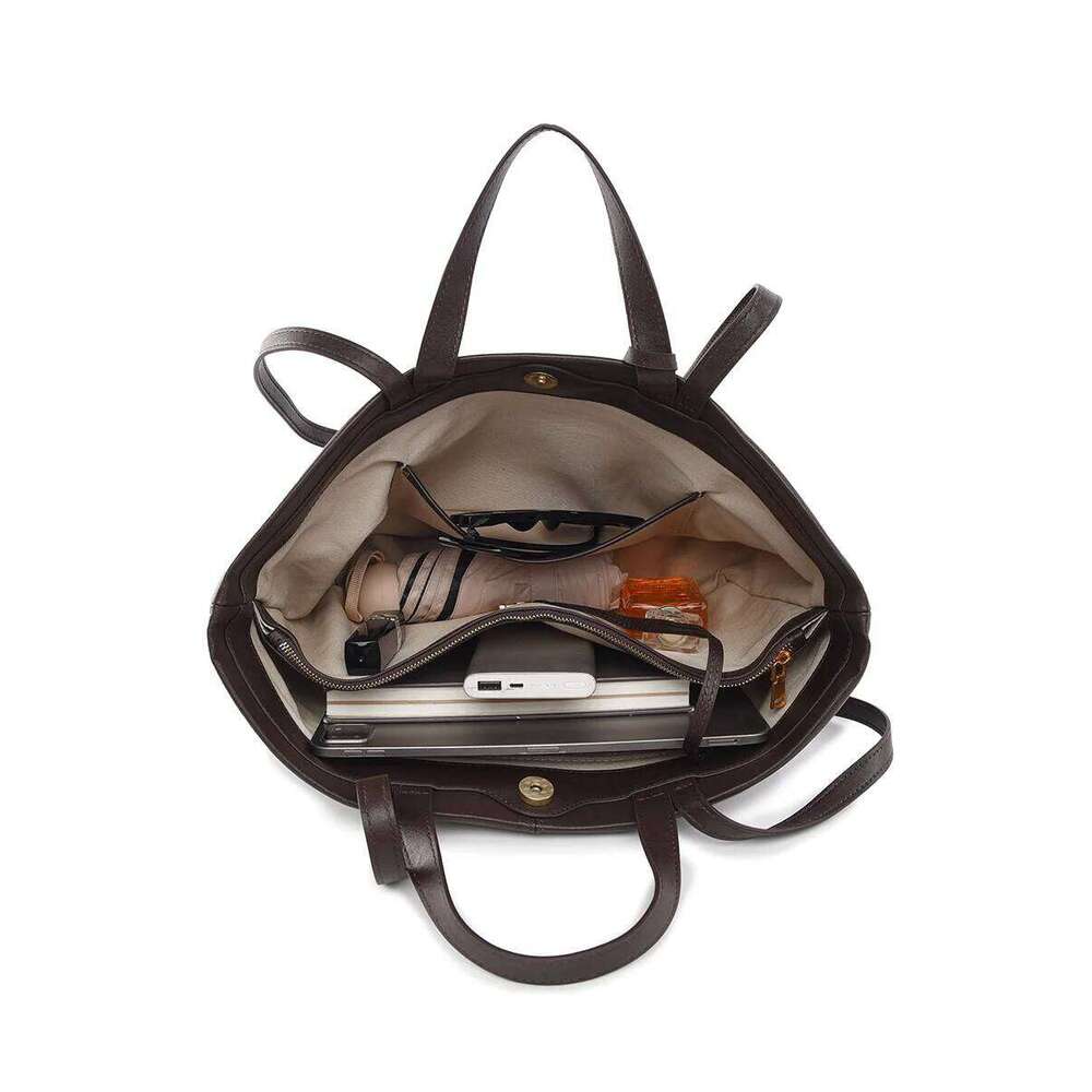 2025 Fashion Soft Oil Wax Leather Shoulder For Women Large Capacity Simple Commuter Tote Bag Female Shopping Underarm Bags