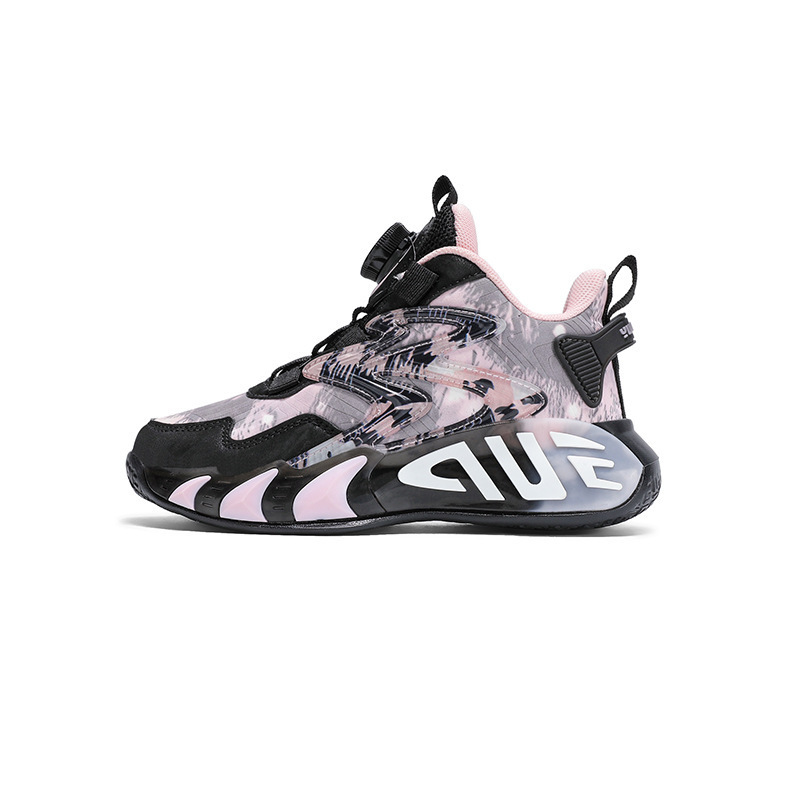 Boys' shoes, wear-resistant luminous shoes, anti slip fashionable trendy shoes, breathable leather basketball shoes, campus girls' casual ch