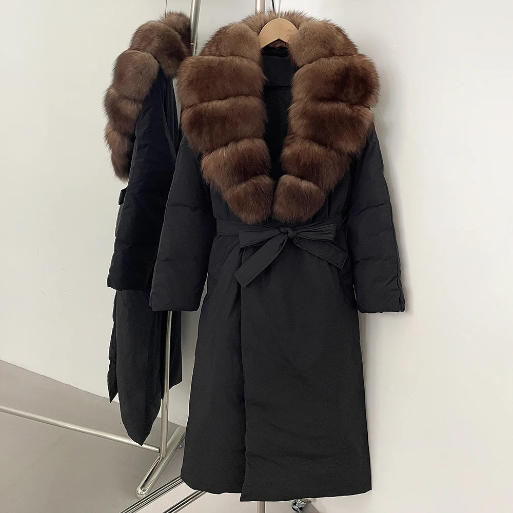 WHOLESALE Winter Long Hooded Puffer Jacket Women Warm Thickened Real Fox Fur Collar White Goose Down Jacket Waterproof Parkas 251024