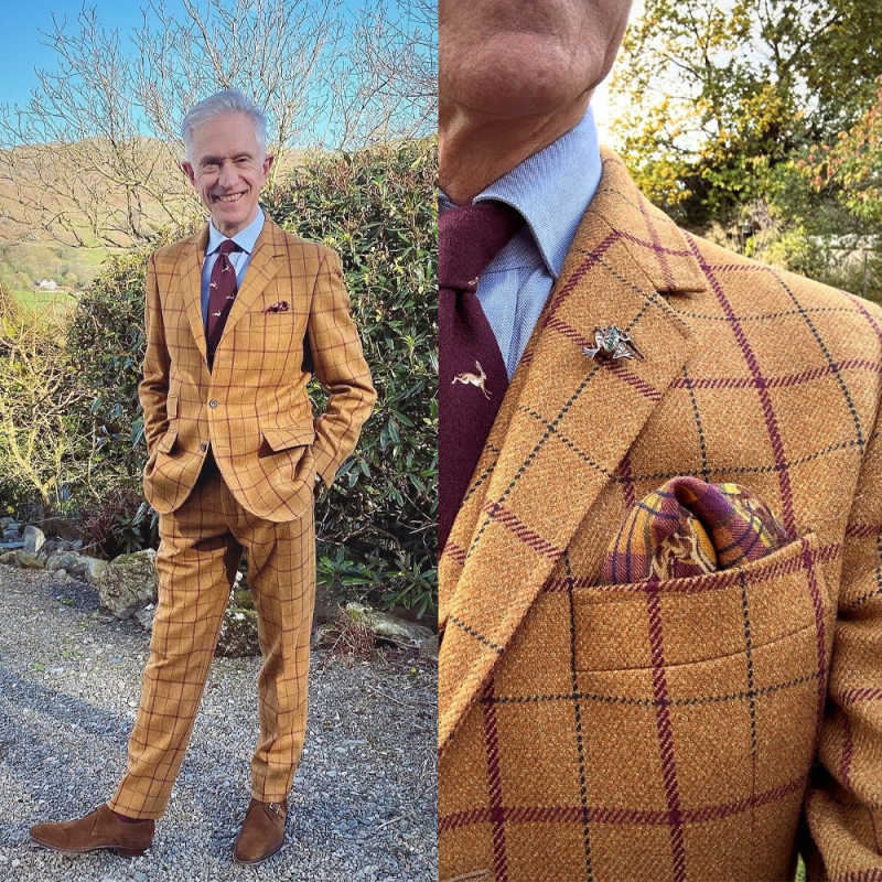 Vintage Grid Men's Suit Slim Fit 2 Pieces Blazer Pants Notched Lapel Leisure Occasion Banquet Custom Made