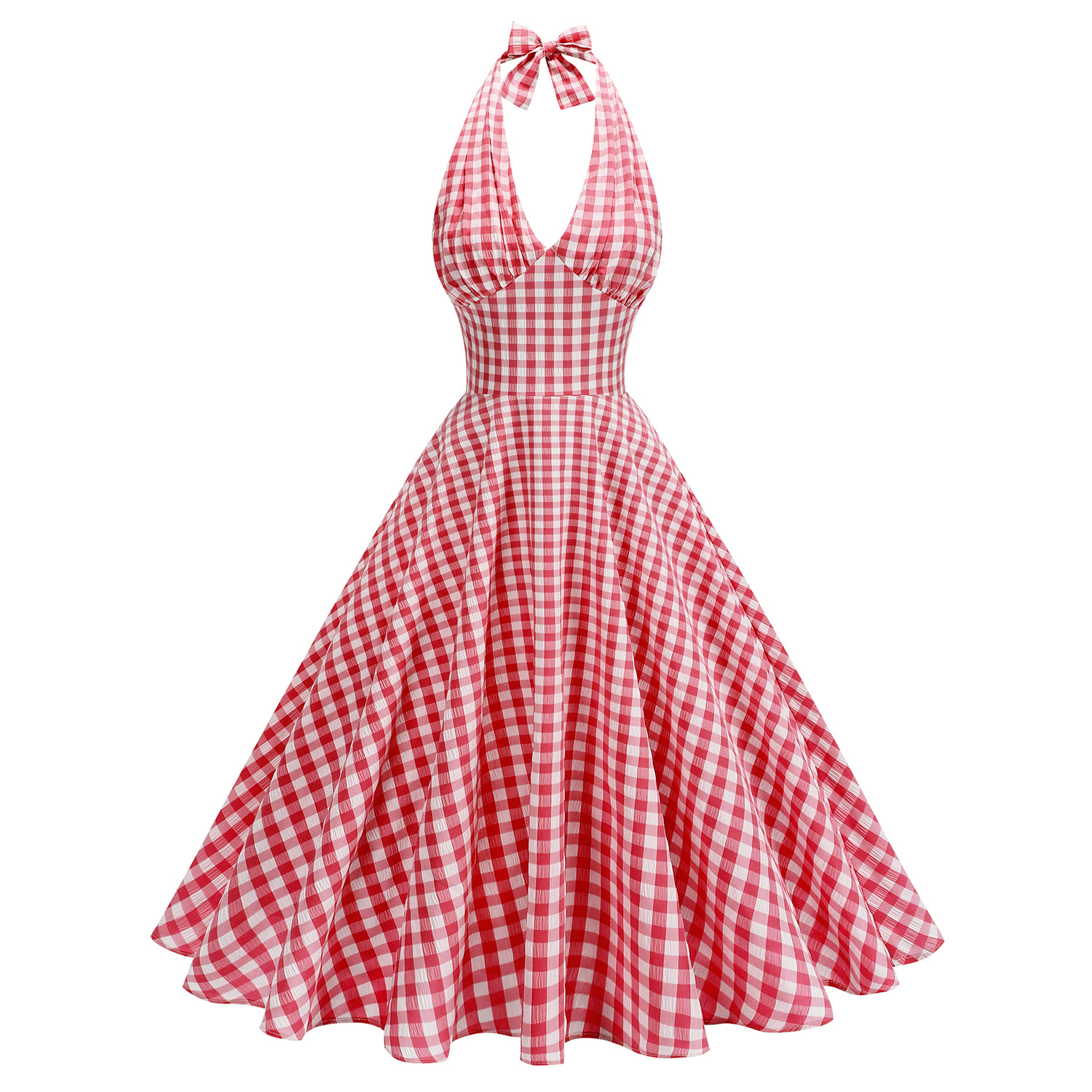 K1024Cross-border classic retro Chaoyangge foreign trade Hepburn style high waist halter neck elegant temperament big swing sexy dress