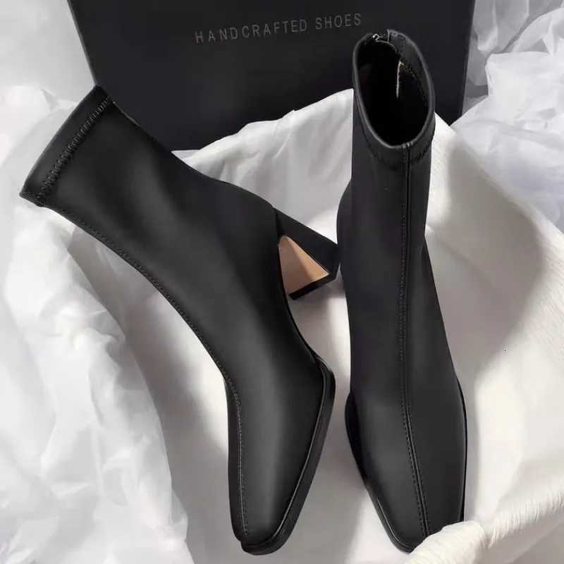 Fashion Autumn Square Toe Women Ankle Boots Slimming Chunky Heels Short Booties Winter Female Thick Heel Boots Women D208 W251024