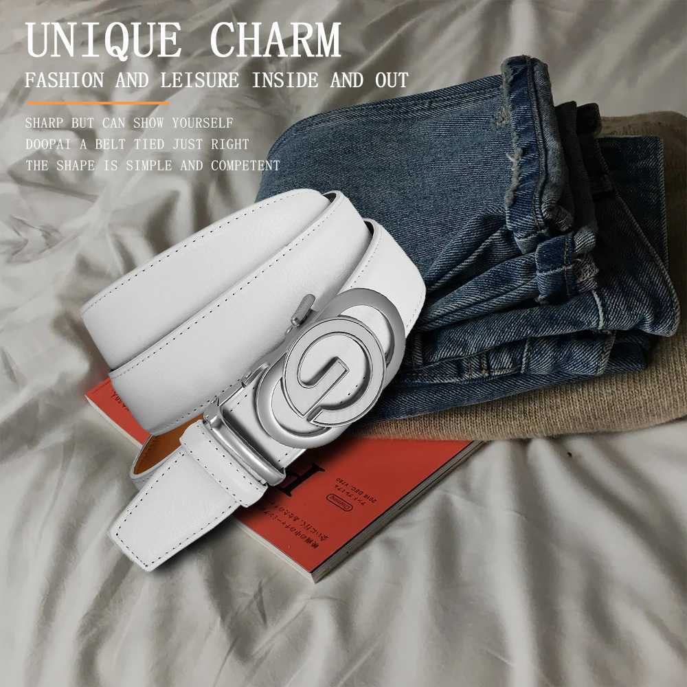 Mens Fashionable Leather Belt Mens Highquality Leather Belt Business Automatic Buckle Ratchet Belt Randomly Adjustable W251024