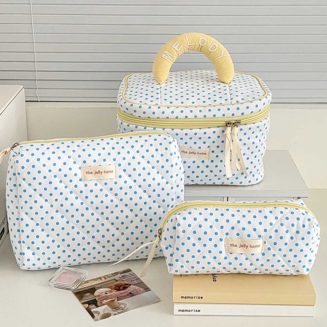 2025 New 3 Bags Set Women Makeup Bag Large Capacity Cosmetic Toiletry Storage Pouch Handbag Make Up Square Zipper Quilting BagT251024