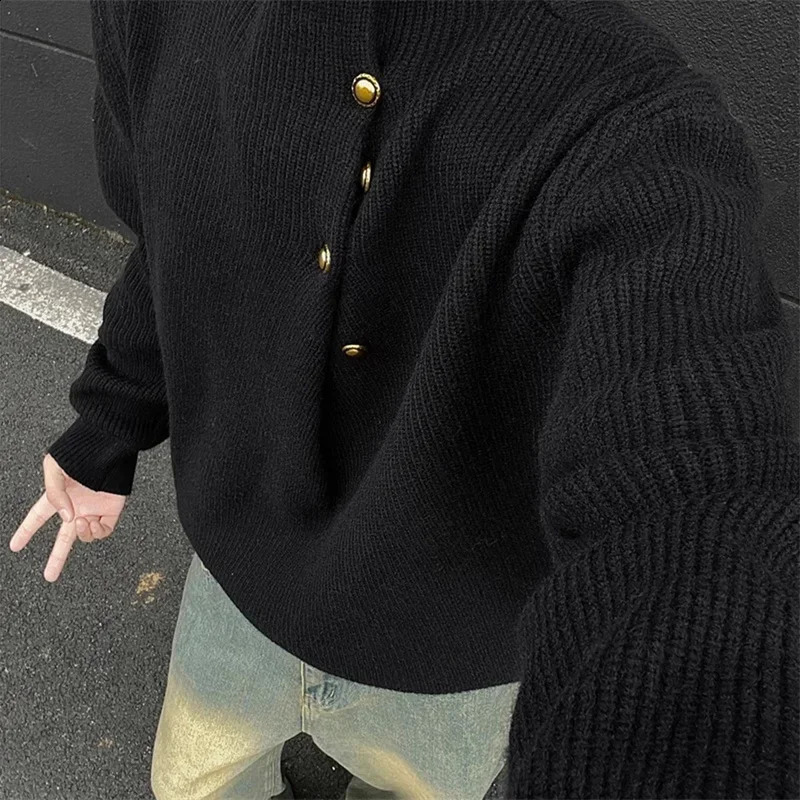 HalfTurtleneck Button Sweaters Men Winter Korean Fashion Knitted Pullovers Business Casual Christmas Jumpers 251023
